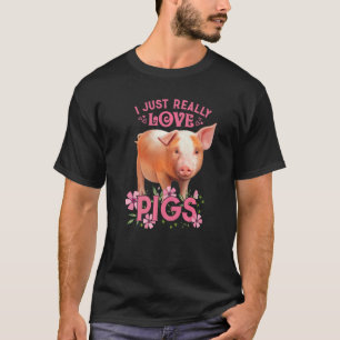 私は本当に豚が大好き可愛い若い豚の動機 Tシャツ