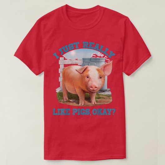 私は本当に豚が好き、大丈夫かわいい若い豚のmotiv tシャツ (デザイン正面)