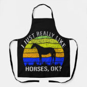 私は本当に青と黄色の馬が好き エプロン (正面)