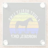 私は本当に青と黄色の馬が好き ガラスコースター (裏面)