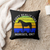 私は本当に青と黄色の馬が好き クッション (ブランケット)