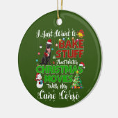 私は杖コルソでクリスマス映画を見たい セラミックオーナメント (左)