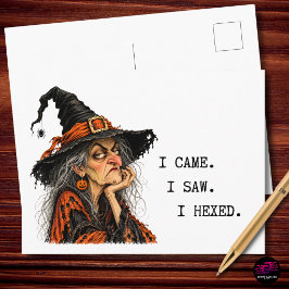 私は来た、私は見た、私は呪った 面白い魔女のハロウィン シーズンポストカード