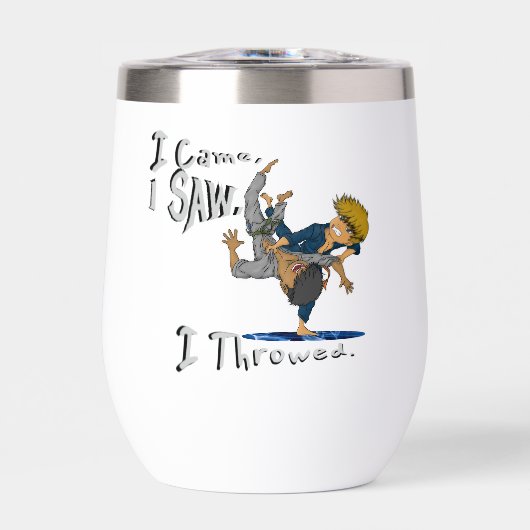 私は来見た、私は喉を切った柔道おもしろい。 (正面)