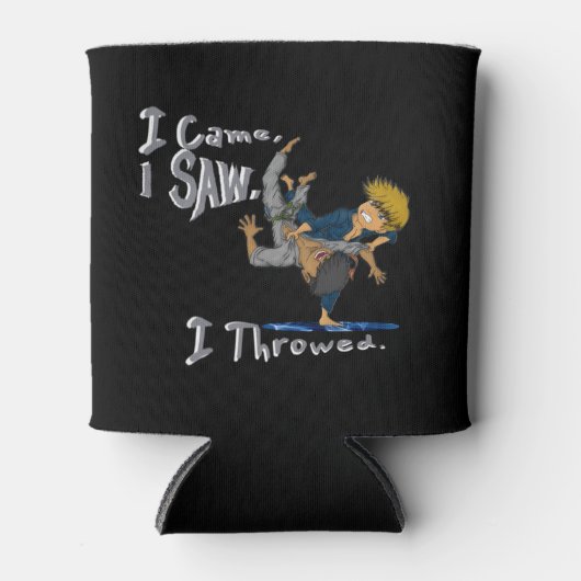 私は来見た、私は喉を切った柔道おもしろい。 缶クーラー (正面)