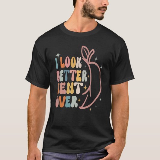 私は桃のブーティGroovy上に曲げた方が良く見える Tシャツ (正面)