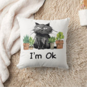 私は植物おもしろいの黒猫で大丈夫 クッション (ブランケット)