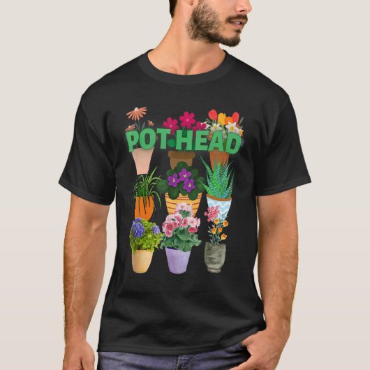 私は植物が大好きポットヘッド Tシャツ (正面)