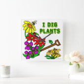 私は植物を掘るフローラガーデナーことわざ壁時計 スクエア壁時計 (ホーム)