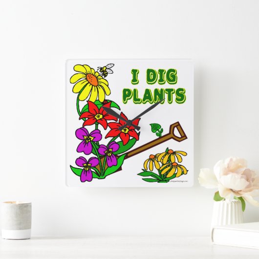 私は植物を掘るフローラガーデナーことわざ壁時計 スクエア壁時計 (ホーム)