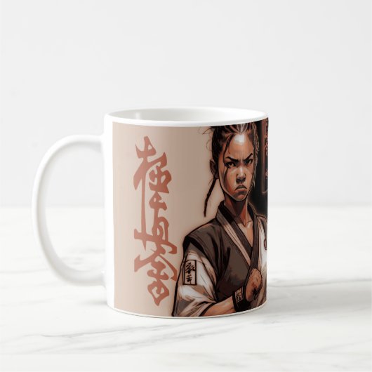私は極真、壊れない、無敵 コーヒーマグカップ (左)