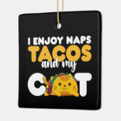 私は楽しむ昼寝タコスと私の猫 セラミックオーナメント (左)