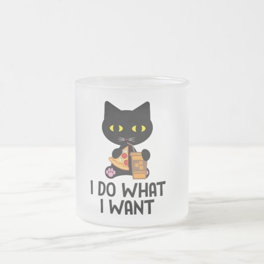 私は欲しい事をする | 猫好きデザイン フロストグラスマグカップ (中央)