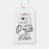 私は欲しい、私は価格をチェックし、私はそれを戻す、黒 ギフトタグ (正面)