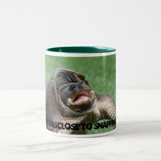 私は止まることへthiscloseです! ツートーンマグカップ (中央)