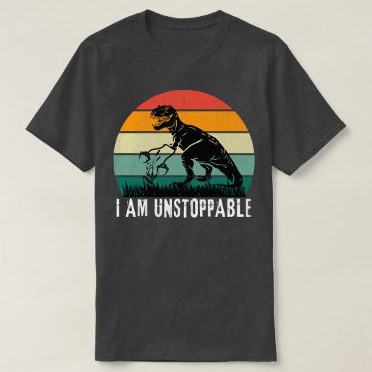 私は止められないレトロ夕日5 Tシャツ (デザイン正面)