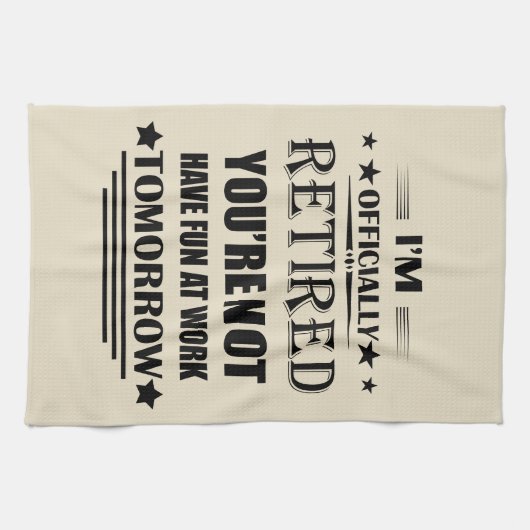 私は正式に退職金退職したおもしろいである キッチンタオル (横)