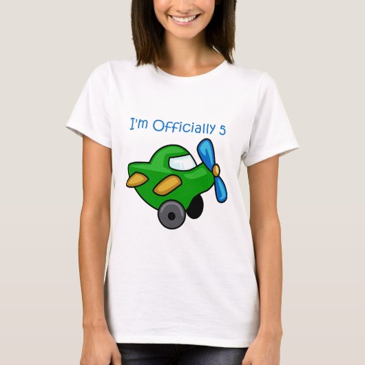 私は正式に5歳、ジェット飛行機 Tシャツ (正面)