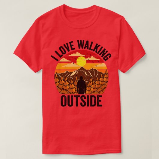 私は歩くの外のアウトドアマウンテンハイキングヒック大好き Tシャツ (デザイン正面)