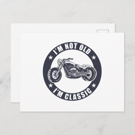 私は歳ではない私はオートバイクラシックのおもしろい誕生日 ポストカード (正面/裏面)
