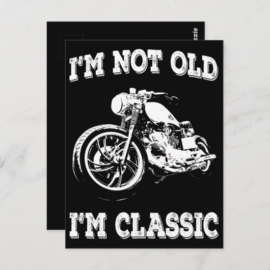 私は歳ではない私はヴィンテージクラシックバイクもしくは自転車に乗る人引用文 ポストカード (正面/裏面)