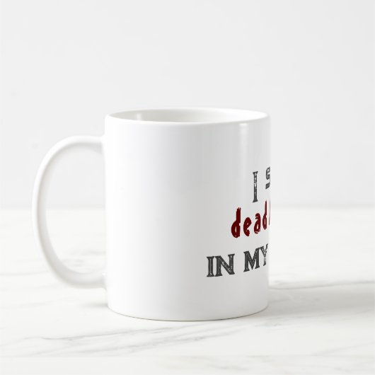 私は死んだ豆の白ハロウィーンコーヒーマグを見る コーヒーマグカップ (左)