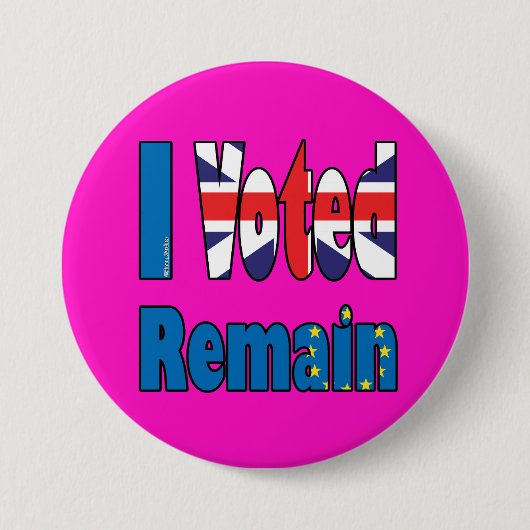 私は残ります- EUの国民投票Brexitに投票しました 缶バッジ (正面)