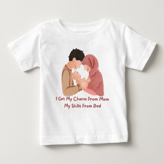 👶「私は母からチャームを、私はパパから技能を得る」💖 ベビーTシャツ (正面)