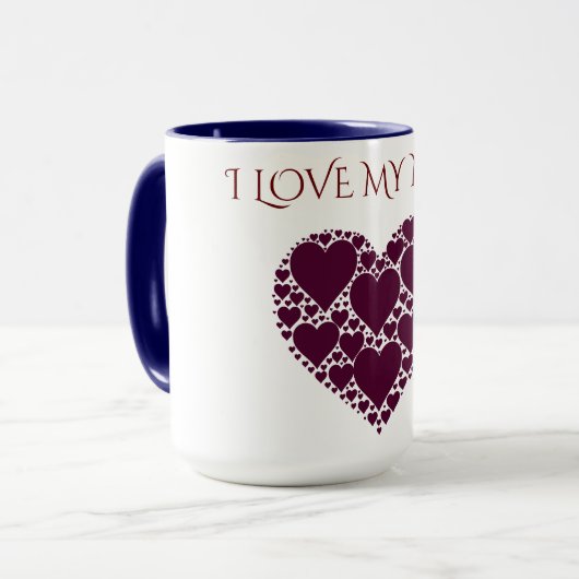 「私は母が大好き」ハートコーヒーやティーマグカップ。 マグカップ (正面左)