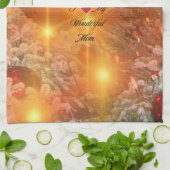 私は母が大好き、金のクリスマス。 キッチンタオル (折り畳み)