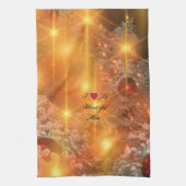 私は母が大好き、金のクリスマス。 キッチンタオル (縦)