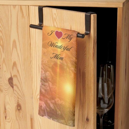 私は母が大好き、金のクリスマス。 キッチンタオル (三つ折り)