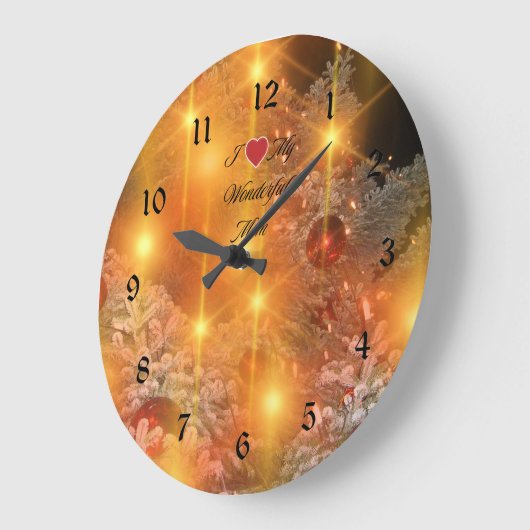 私は母が大好き、金のクリスマス。 ラージ壁時計 (傾斜)