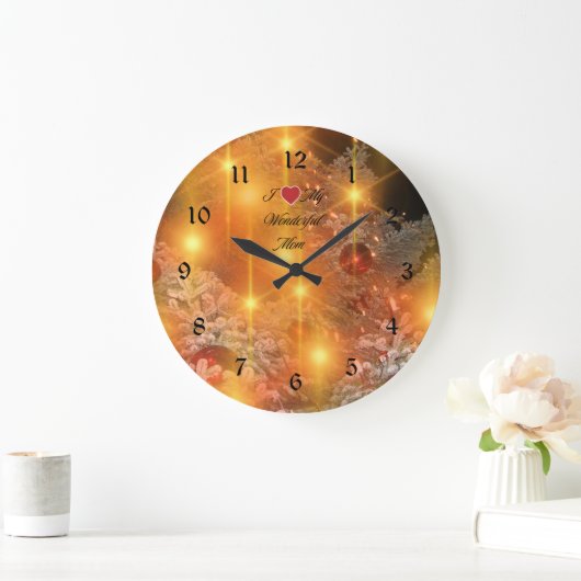 私は母が大好き、金のクリスマス。 ラージ壁時計 (ホーム)