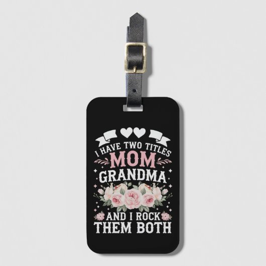 私は母と祖母の可愛い母の日の2つのタイトルを持っている ラゲッジタグ (正面縦)