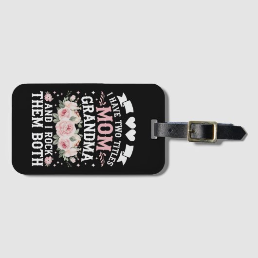私は母と祖母の可愛い母の日の2つのタイトルを持っている ラゲッジタグ (正面横)