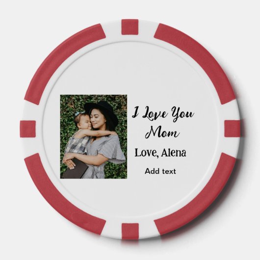 私は母の日を追加の写真の文字を愛エレガントしている ポーカーチップ (正面)