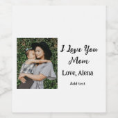 私は母の日を追加の写真の文字を愛エレガントしている ワインラベル (シングルラベル)