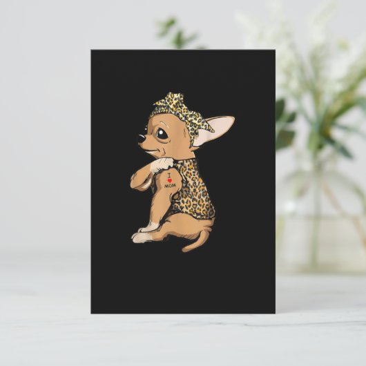 私は母タトゥーおもしろいチワホアドッグとバンダナ 出欠カード (スタンド正面)