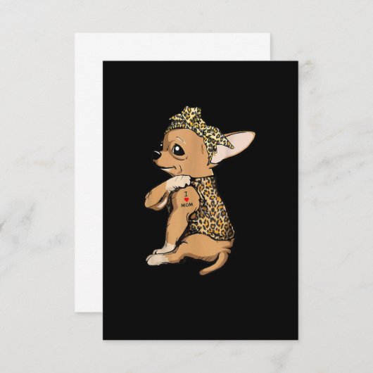 私は母タトゥーおもしろいチワホアドッグとバンダナ 出欠カード (正面/裏面)