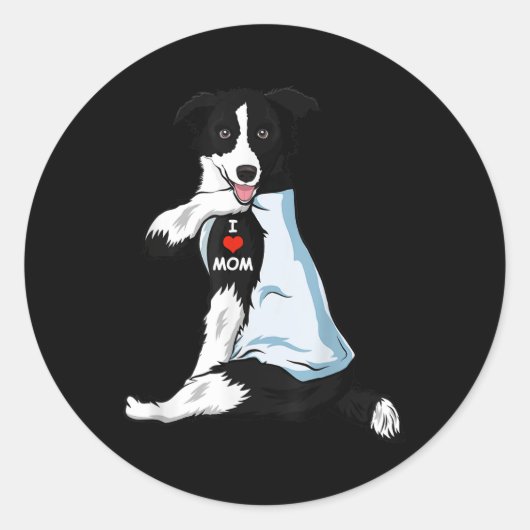 私は母タトゥーコリー縁ど母犬の恋人Wome大好き ラウンドシール (正面)