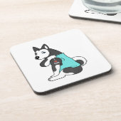 私は母タトゥーハスキーおもしろいモーズデイ犬が大好き コースター (左側)