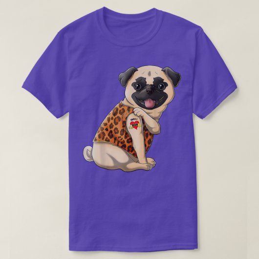 私は母タトゥーパグ犬の恋人の女性ギフトパグモ Tシャツ (デザイン正面)