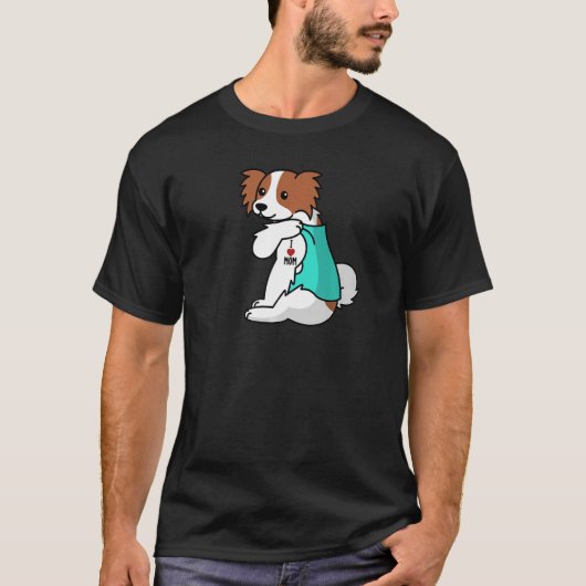 私は母タトゥーパピヨン母ドッグプレミアム大好き Tシャツ (正面)