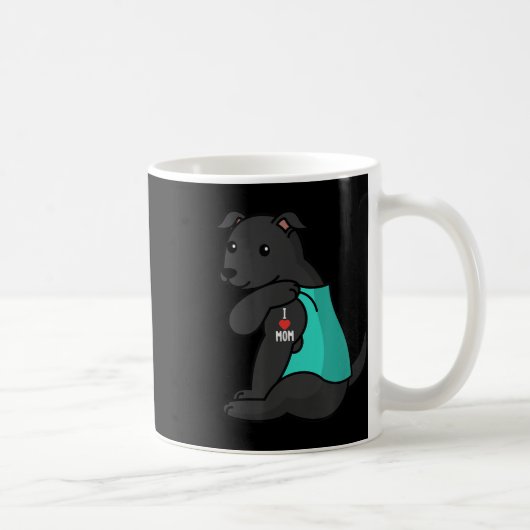 私は母タトゥーブラックドッグマザー大好き コーヒーマグカップ (右)