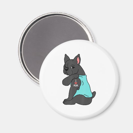 私は母タトゥーブルドッグフランスのマーおもしろいズの日が大好き マグネット (正面/裏面)