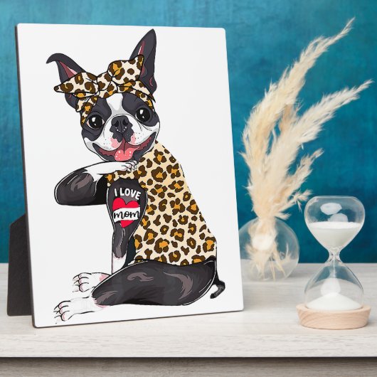 私は母タトゥーボストンテリア犬の母の母の母の日が大好き フォトプラーク (側面)