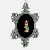 私は母タトゥー愛ブルドッグおもしろいギフトフランスの愛する スノーフレークピューターオーナメント (左)