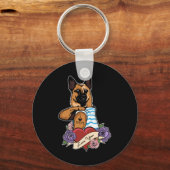 私は母タトゥー私はドイツの羊飼い母が大好き キーホルダー (正面)