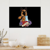 私は母タトゥー私はドイツの羊飼い母が大好き ポスター (キッチン)